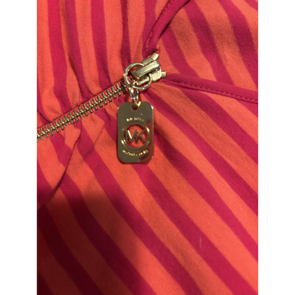 Michael Kors striped 3/4 sleeve half zip top Size L - Picture 5 of 7